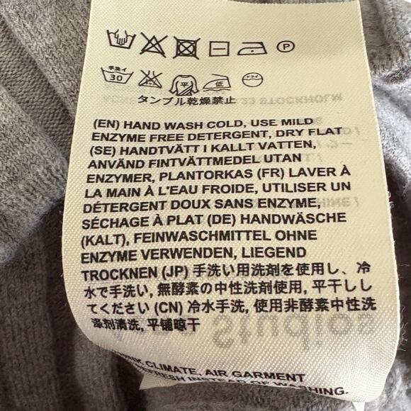 Acne Studios Corin Ribbed Merino Wool Turtleneck Minimalist Slim Fit XS Gray - Picture 6 of 6